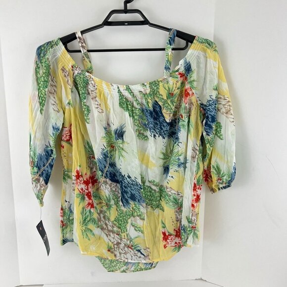 Chaps  Cold   Shoulder Blouse Top Size 2X Floral - Picture 9 of 10